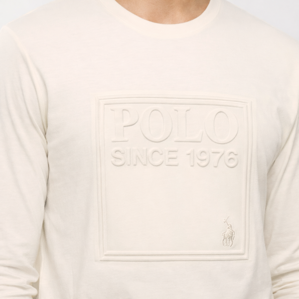 Polo Men’s Embossed Cotton T-Shirt – Stone – Size XL