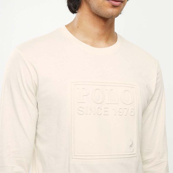 Alternative view of Polo Men’s Embossed Cotton T-Shirt – Stone – Size XL