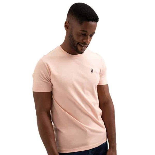 Polo Men’s Plain Cotton T-Shirt – Light Pink – Size XL | Final Clearance