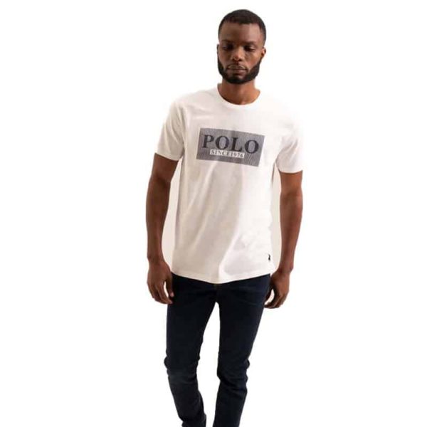 Polo Print Flock Tee White - Image 6