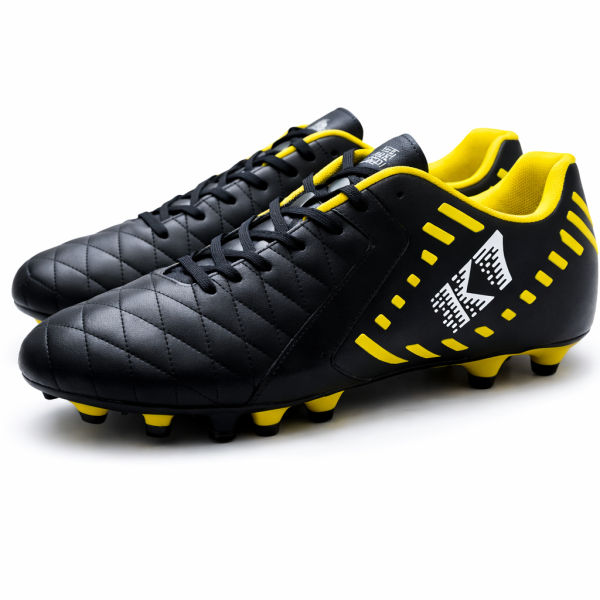 K7 Soccer Boots – Predator Black White Yellow | Firm Ground Football Boots