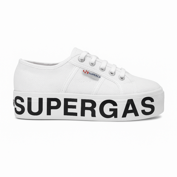 Alternative view of Superga 2790 Platform Lettering White Canvas Sneakers