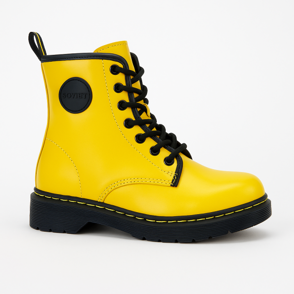 Soviet Zoe Evo Ladies Leather Boot – Yellow & Black Shop Soiled