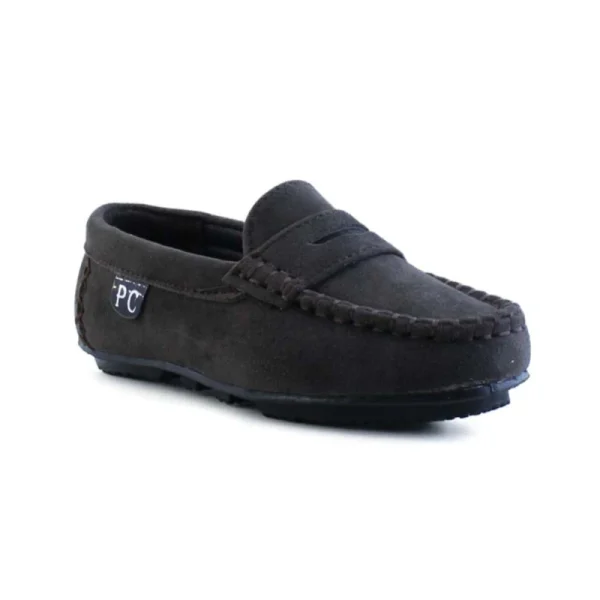 P Crouch & Co Kids Suede Slip-On – Choc Brown