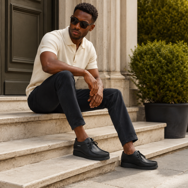 Alternative view of Grasshoppers 5120 Black Leather Men’s Moccasin Shoes