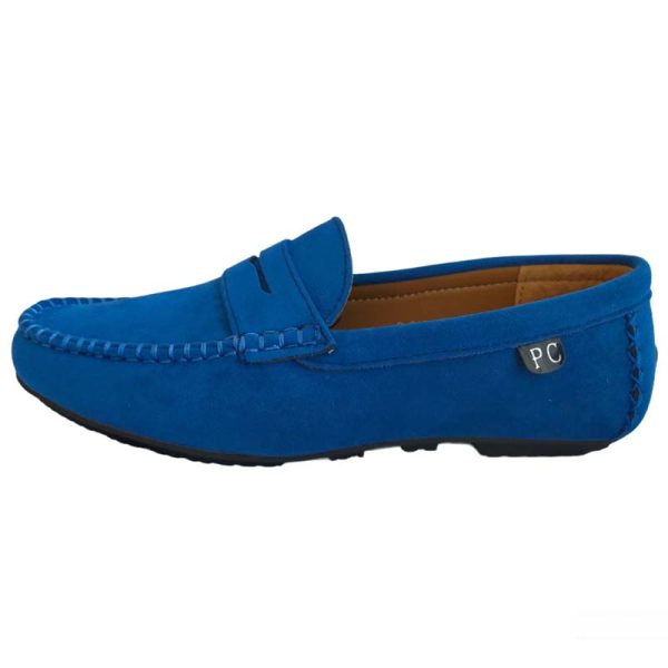 P Crouch & Co Unisex Blue Suede Loafers