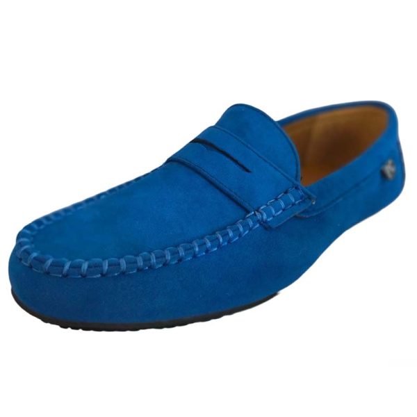 Alternative view of P Crouch & Co Unisex Blue Suede Loafers