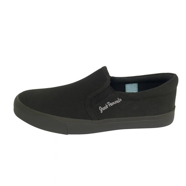 Jack Parcels Canvas Slip-On – Black Mono (Unisex)