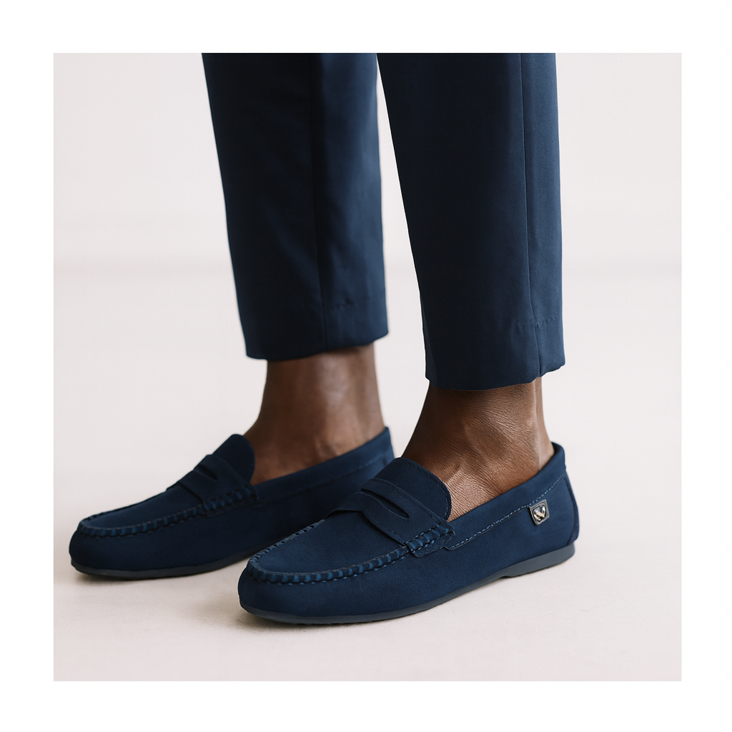 P Crouch & Co Navy Suede Men’s Loafers - Image 4