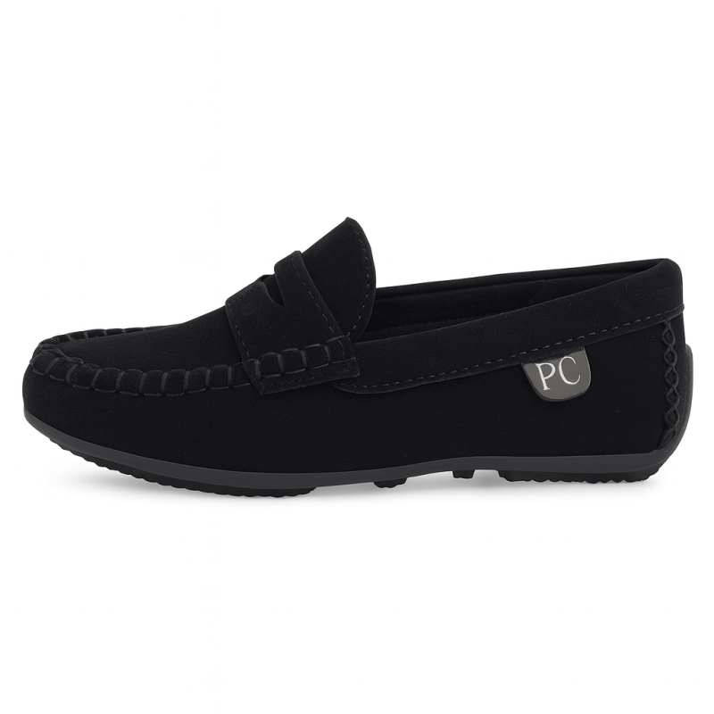 P Crouch & Co Kids Black Suede Loafers