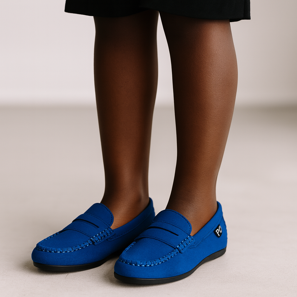 P Crouch & Co Unisex Blue Suede Loafers - Image 4
