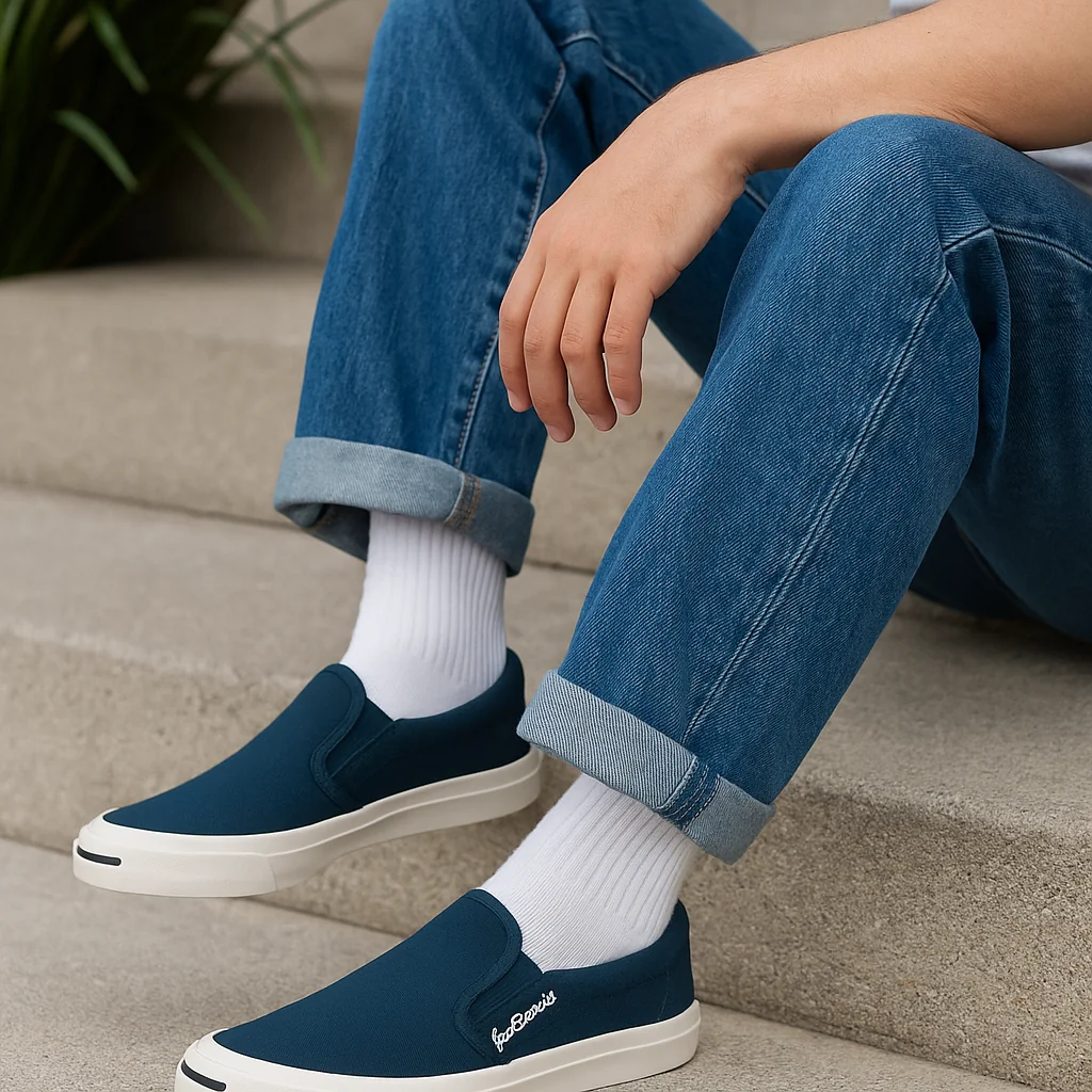 Jack Parcels Canvas Slip-On – Navy (Unisex) - Image 3