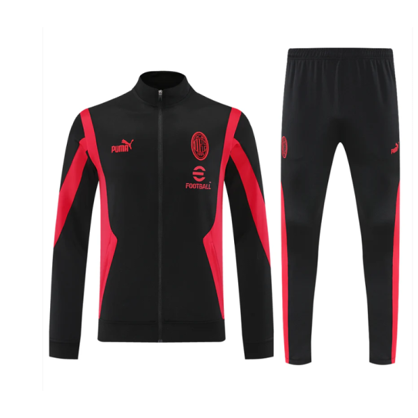 AC Milan 2025/26 Black FullZip Tracksuit Set