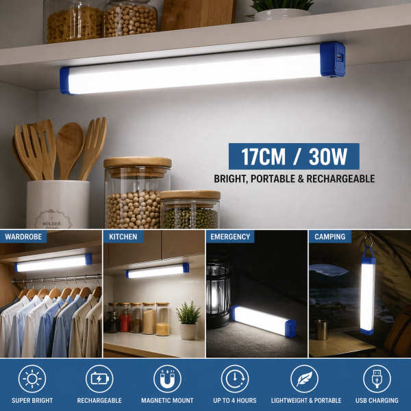 Alternative view of Nobel Rechargeable USB LED Tube Light – Portable Emergency Light for Load Shedding (Up to 4 Hours)