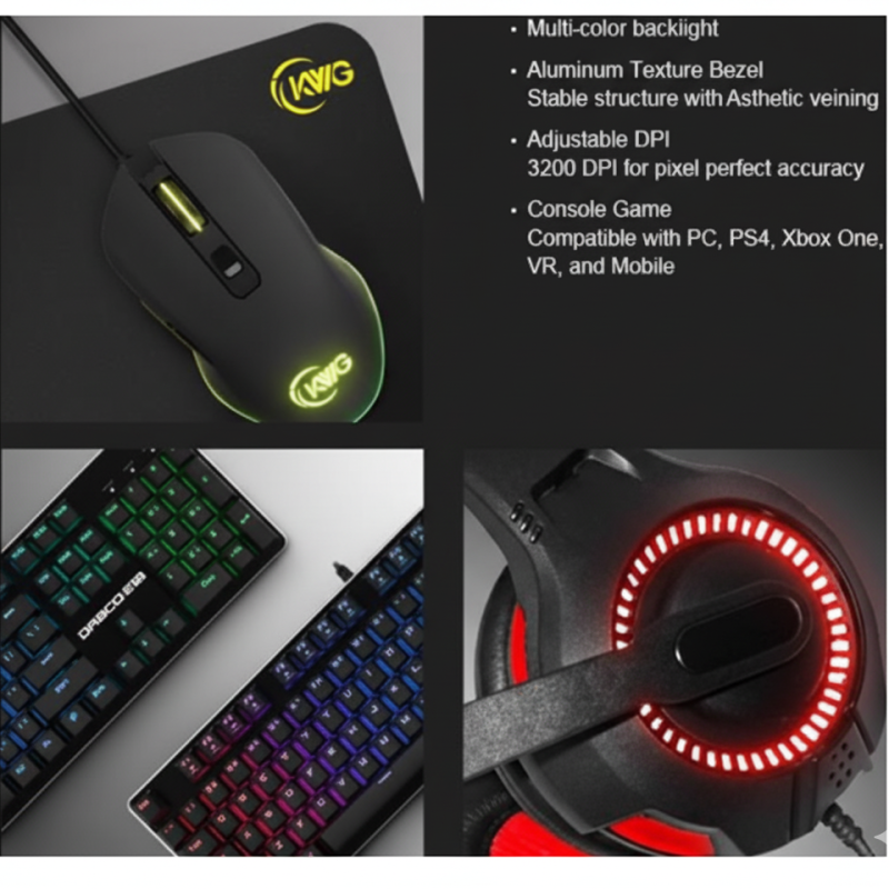 KWG Draco E1A 4 in 1 RGB Multi Colour Backlit Gaming Combo