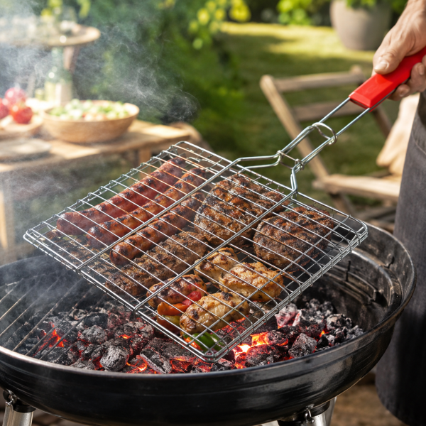 Alternative view of Casey Faza 43cm BBQ Rectangular Stainless Large Hand Griller Grid