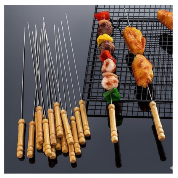 Casey 12 Piece Stainless Steel 30cm Length BBQ Kebab Skewers