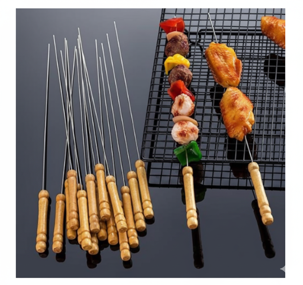 Casey 12 Piece Stainless Steel 30cm Length BBQ Kebab Skewers