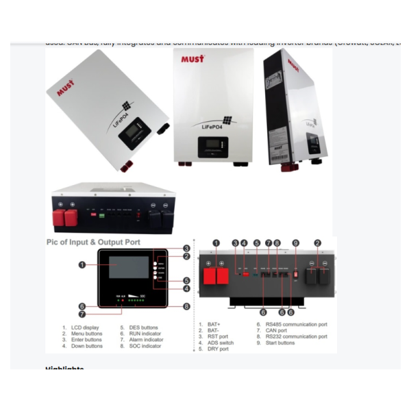 Alternative view of Solarix MUST 51.2V 100Ah LiFePO4 Lithium Battery – 4.8kWh Solar Storage Battery with BMS