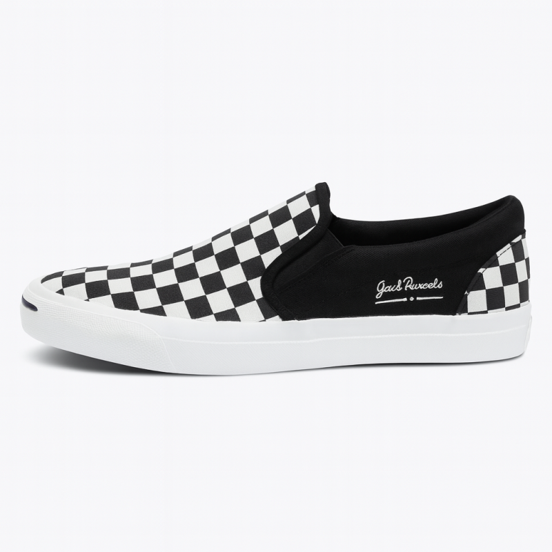 Jack Parcels Canvas Slip-On – Black & White Checker (Unisex)