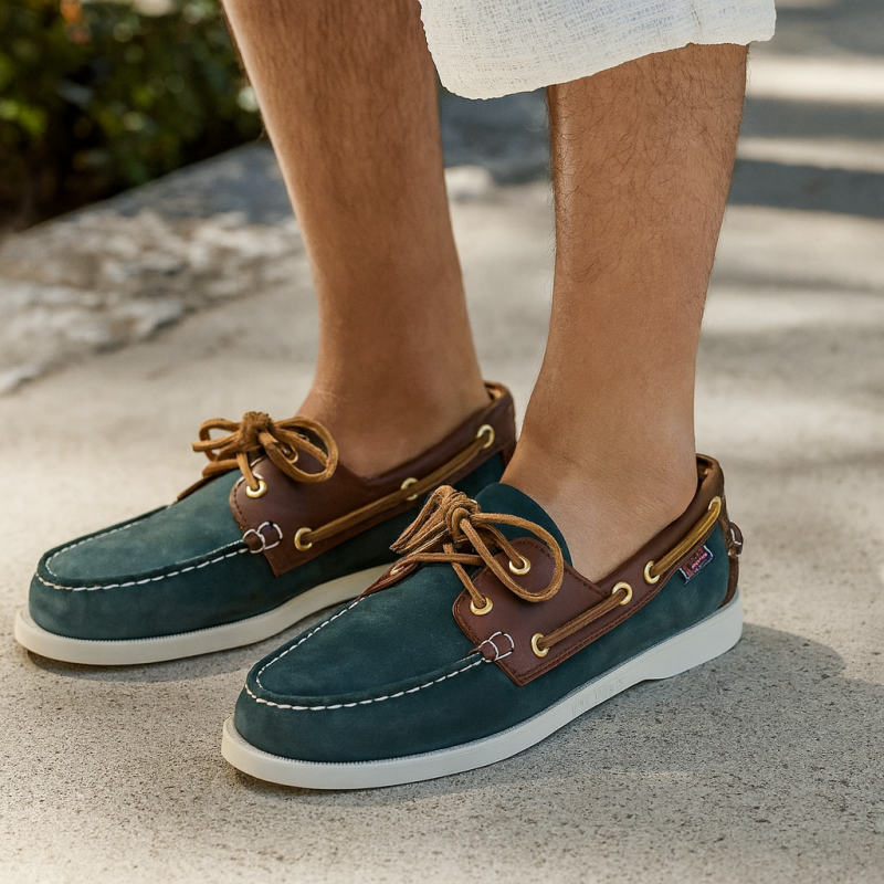 Alternative view of Sebago Portland 949 Blue–Navy–Brown Nubuck Boat Shoes