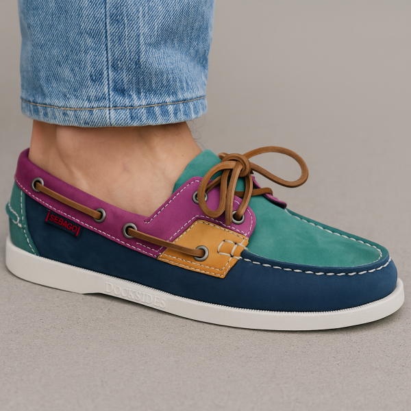 Alternative view of Sebago ROSSISLAND Multi-Colour Nubuck Boat Shoes (Blue / Petrol / Violet / Tan)