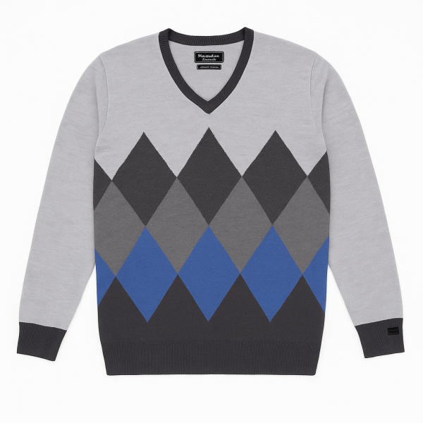 Netplay Signature Men's V-Neck Cotton Jersey – Grey/Black