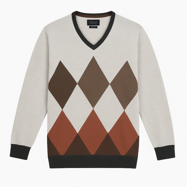 Netplay Signature Cotton Men's V-Neck Jersey – Beige/Brown