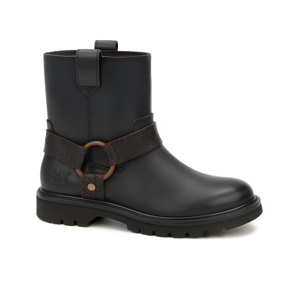 CAT Grader Harness Boot Black – Leather Mid Ankle Boot