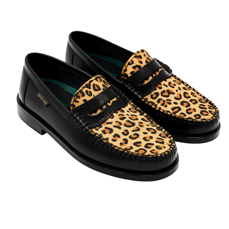 Dakota’s Pierre Hi-Shine Moc – Leopard Print & Black