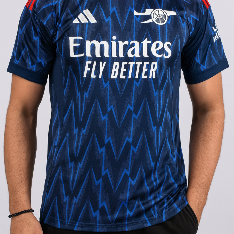 Alternative view of Arsenal 2025/26 Away Fan Version Jersey – Blue Lightning