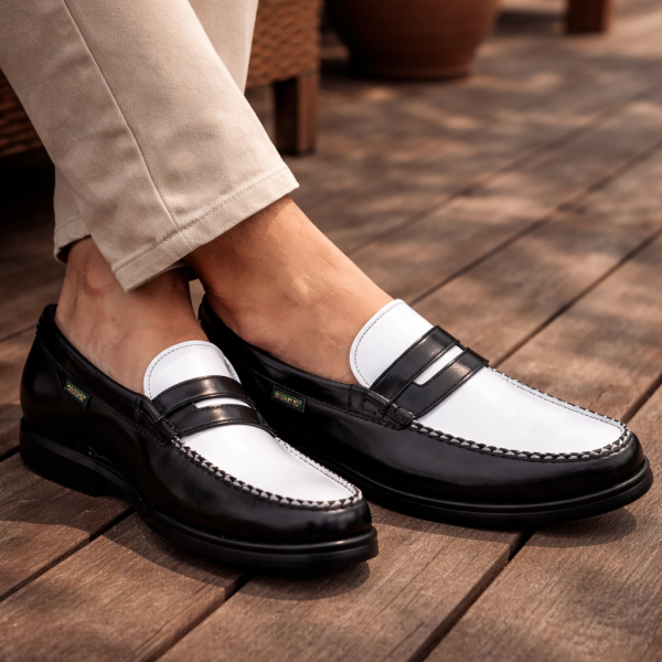 Alternative view of Dakotas Penny Loafers – Black & White – Size 9