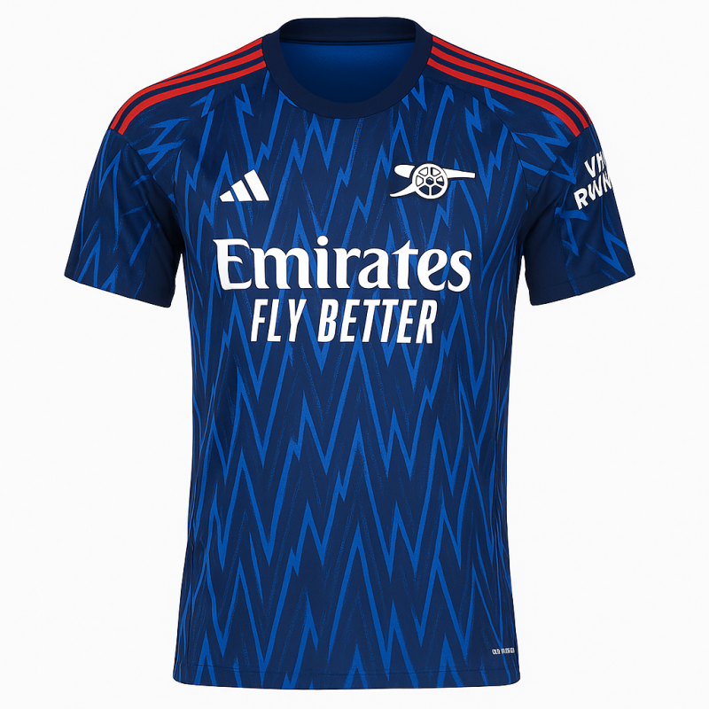 Arsenal 2025/26 Away Fan Version Jersey – Blue Lightning
