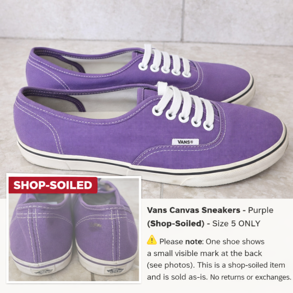 Alternative view of Vans Canvas Sneakers – Purple (Shop-Soiled) – Size 5