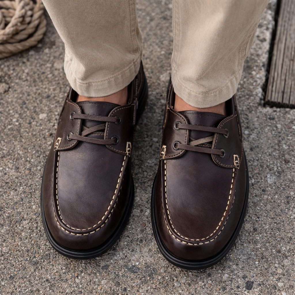 Dakotas Bert Dockside Leather Shoe – Dark Brown - Image 2