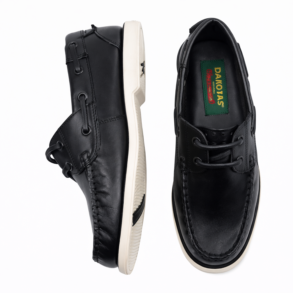 Dakotas Wes Dockside Leather Shoe – Black - Image 3