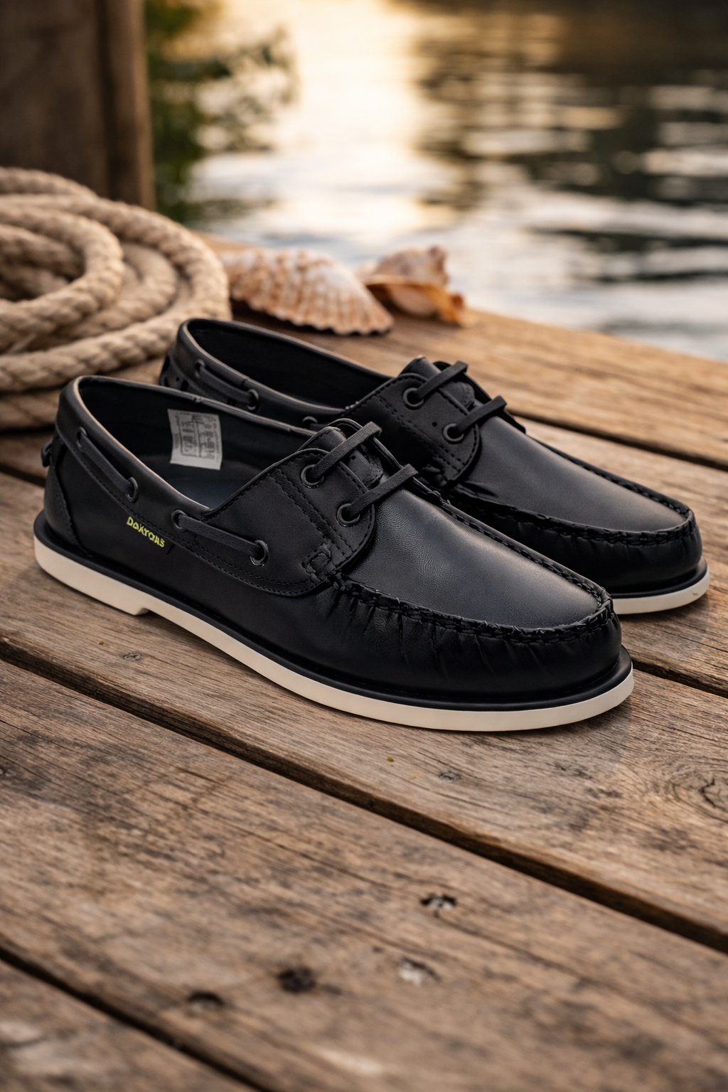 Dakotas Wes Dockside Leather Shoe – Black - Image 2