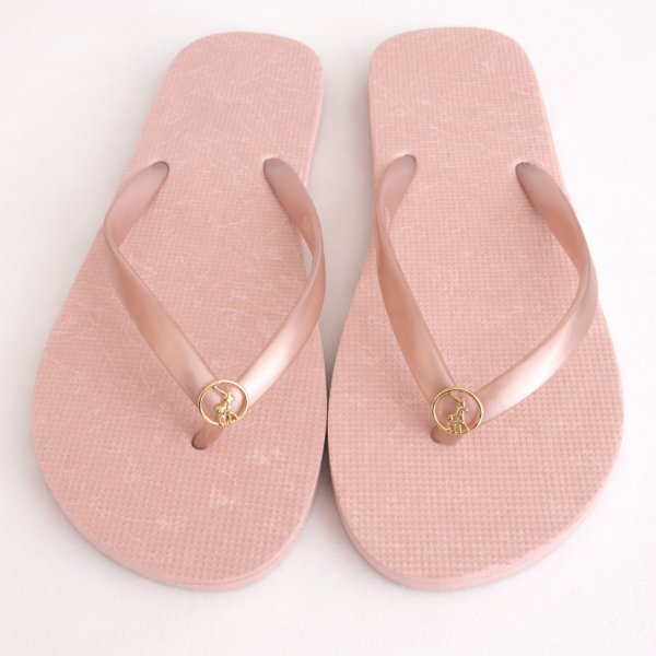 Polo Leather Ladies Flip Flops – Floral Print Blush