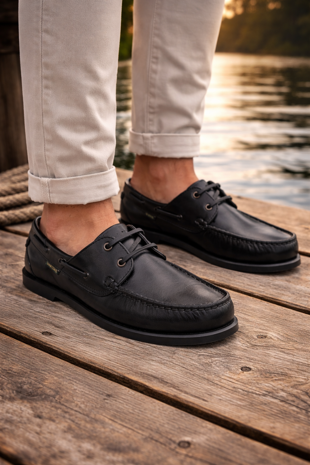 Dakotas Bert Dockside Leather Shoe – Black - Image 2