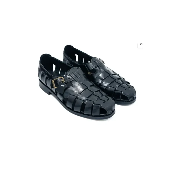 Dakotas Abell Genuine Leather Sandal – Black | Hand-Stitched Premium Comfort