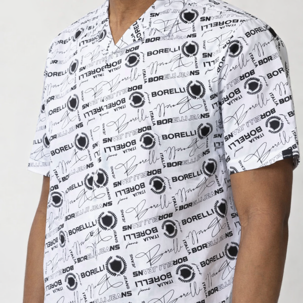 Borelli Cezaro Cotton Allover Print Shirt – White Signature