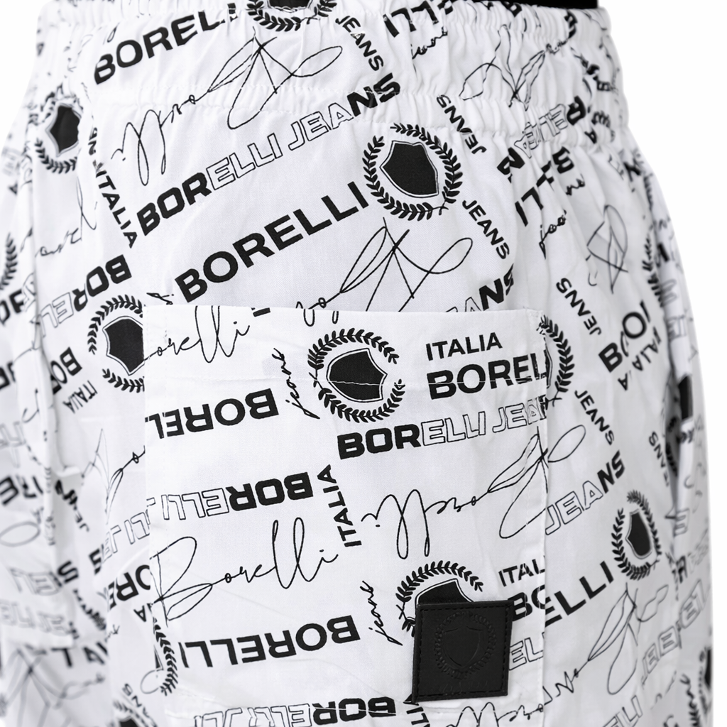 Curzio White Allover Print Cotton Short | Borelli - Image 4
