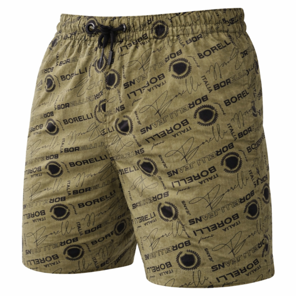 Borelli Curzio Cotton Twill Allover Print Short – Olive Signature