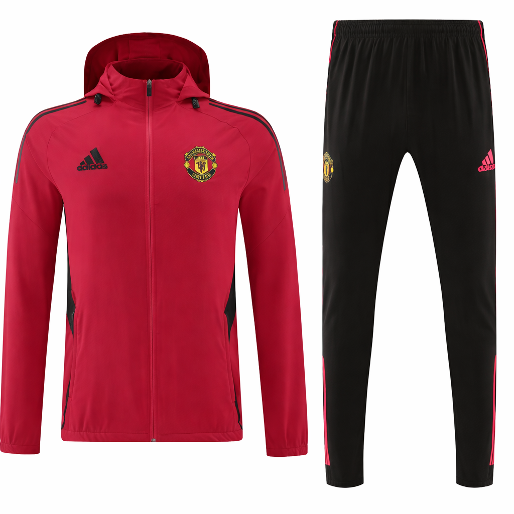Manchester United 2025/26 Red Full-Zip Tracksuit Hoodie Set – MONTHLY PRE-ORDER (20–25 Day Delivery)