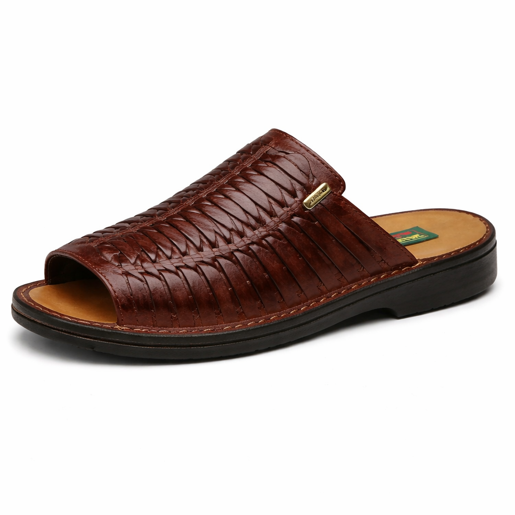 Dakotas Joseph Genuine Leather Woven Slide Sandal – Brown