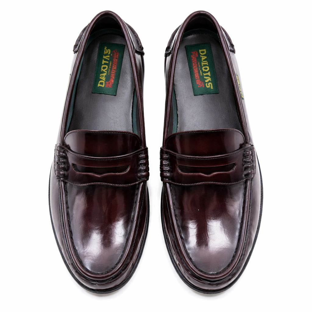 Dakotas Paul Hi-Shine Moc – Genuine Leather Penny Loafer (Burgundy) - Image 2