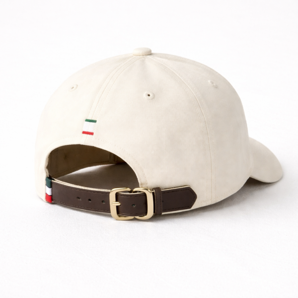 Alternative view of Borelli “Valerio” Embroidered Peak Cap – Tofu | Signature Script