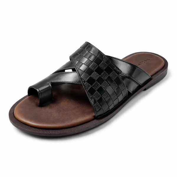 Dakotas Amos Genuine Leather Sandal –Black