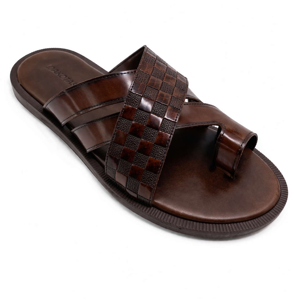Dakotas Amos Genuine Leather Sandal – Brown