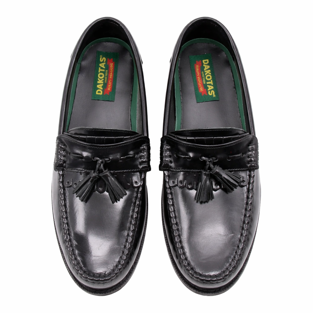 Dakotas Kelvin Hi-Shine Moc – Black Genuine Leather Tassel Loafer - Image 2
